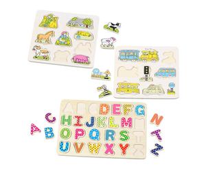 Playtastic Lot de 3 puzzles en bois pour enfants