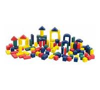 Playtastic Seau de 100 blocs de construction en bois, 4 couleurs, 6 formes