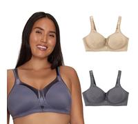 Playtex Us4803 Soutien-Gorge sans Armatures 18 Heures Soyeux Doux, Lot de 2-Jet privé/Nude, 110D Femme