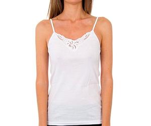 Playtex Caraco Col V 100% Coton Cotton Feminine Femme x1, Blanc, L