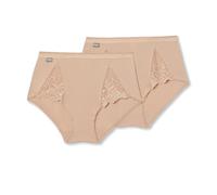 Playtex Culotte Midi Coton Féminine et Dentelle Femme x2, Chair, 3XL