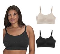 Playtex Lot de 2 soutiens-gorge lisses à couverture complète sans armatures pour femme Us4p31, tailles S-3X, M+-XL+, Noir/amande, L grande taille