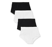 Playtex Lot de Culottes Maxi Coton Bio Confortable Femme x4, Blanc/Noir, 5XL