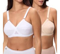 Playtex Lot de Soutiens-Gorge sans Armatures Classique Cœur Croisé Femme x2, Blanc/Beige, 115E