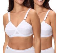 Playtex Lot de Soutiens-Gorge sans Armatures Classique Cœur Croisé Femme x2, Blanc/Blanc, 95B