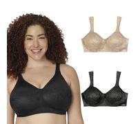 PLAYTEX Soutien-gorge 18 heures 4745 Ultimate Lift & Support sans fil, couverture complète, simple ou lot de 2, Nude/noir, lot de 2, 95D (Taille Fabricant:36D)