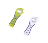 PLAYTHROUGH Lot de 2 décapsuleurs multifonctions 5 en 1 pour ouvrir facilement le bouchon torsadé, le bouchon de bouteille, le couvercle de mise en conserve et la languette de canette (vert, gris