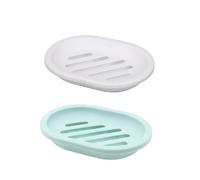 PLAYTHROUGH Lot de 2 porte-savon double couche pour évier de salle de bain et cuisine, savon anti-adhésif (blanc, vert)