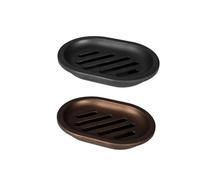 PLAYTHROUGH Lot de 2 porte-savon double couche pour évier de salle de bain et cuisine, savon anti-adhésif (noir, bronze)