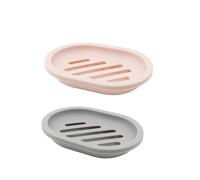 PLAYTHROUGH Lot de 2 porte-savon double couche pour évier de salle de bain et cuisine, savon anti-adhésif (rose, gris)