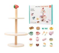 Playtime Food - Support de pâtisserie pour de 11,42 x 6,69 pouces, en bois sûr, tasses à thé Dim Sum Cuillères Collection Miniature Interaction Sociale Activités