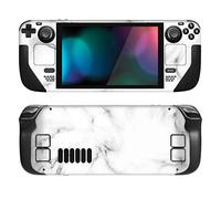 PlayVital Accessoires pour Steam Deck Autocollant Protection,Stickers Skin pour Steam Deck OLED & LCD Console-Marbre Blanc sans Soudure