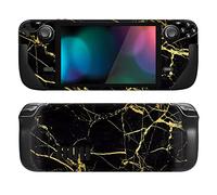 PlayVital Accessoires pour Steam Deck Autocollant Protection,Stickers Skin pour Steam Deck OLED & LCD Console-Marbre Noir&Or