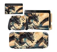 playvital Autocollant pour Switch OLED Manette & Console & Joycon & Dock | Sticker Skin pour Nintendo Switch OLED Protection-Dragon Tempête