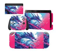 playvital Autocollant pour Switch OLED Protection,Sticker Skin pour Nintendo Switch OLED Manette & Console & Joycon & Dock-Dragon Néon