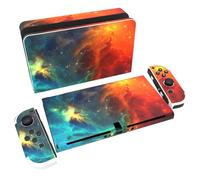 PlayVital Autocollant pour Switch OLED Protection,Sticker Skin pour Nintendo Switch OLED Manette & Console & Joycon & Dock-Orange Univers