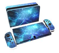 playvital Autocollant pour Switch OLED Protection,Sticker Skin pour Nintendo Switch OLED Manette & Console & Joycon & Dock-Nébuleuse Bleue