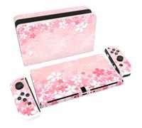 PlayVital Autocollant pour Switch OLED Protection,Sticker Skin pour Nintendo Switch OLED Manette & Console & Joycon & Dock-Pétales Fleurs Cerisier