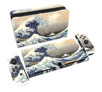 PlayVital Autocollant pour Switch OLED Protection,Sticker Skin pour Nintendo Switch OLED Manette & Console & Joycon & Dock-La Grande Vague de Kanagawa