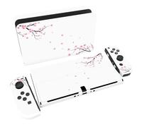 PlayVital Autocollant pour Switch OLED Protection,Sticker Skin pour Nintendo Switch OLED Manette & Console & Joycon & Dock-Fleurs de Cerisier Tombent