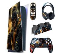 playvital Autocollant Protection pour ps5 Manette Accessoire Sticker Skin pour ps5 Digital Console & Controller & Télécommande & Casque & Station de Charge-Terres Incultes & Tempête de Nuages Wukong