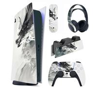 playvital Autocollant Protection pour ps5 Manette Accessoire Sticker Skin pour ps5 Habillages Digital Console & Controller & Télécommande & Casque & Station de Charge-Dragon Esprit Encre