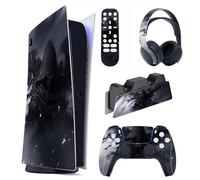 PlayVital Autocollant Protection pour ps5 Manette,Sticker Skin Habillages pour ps5 Digital Console & Station de Charge & Casque & Télécommande Média-Assassin Ombre