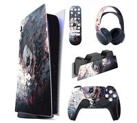 PlayVital Autocollant Protection pour ps5 Manette,Sticker Skin Habillages pour ps5 Digital Console & Station de Charge & Casque & Télécommande Média-Clown Tueur