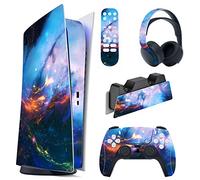 PlayVital Autocollant Protection pour ps5 Manette,Sticker Skin Habillages pour ps5 Digital Console & Station de Charge & Casque & Télécommande Média-Ciel Étoilé