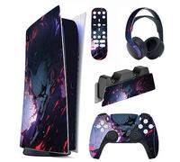 PlayVital Autocollant Protection pour ps5 Manette,Sticker Skin Habillages pour ps5 Digital Console & Station de Charge & Casque & Télécommande Média-Clown Maléfique