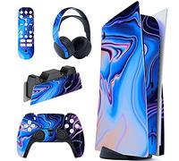 playvital Autocollant Protection pour ps5 Manette,Sticker Skin pour ps5 Habillages Console Standard & Télécommande & Station de Charge & Casque-Origine du Chaos