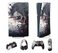 playvital Autocollant Protection pour ps5 Slim Console Accessoires,Sticker Skin pour ps5 Manette & Télécommande & Casque & Station de Charge,Digital Edition-Clown Tueur
