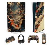 playvital Autocollant Protection pour ps5 Slim Console Accessoires,Sticker Skin pour ps5 Manette & Télécommande & Casque & Station de Charge,Digital Edition-Dragon Fureur