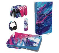 playvital Autocollant Protection pour ps5 Slim Standard Console, Sticker Skin pour ps5 Manette & Télécommande & Casque & Station de Charge,Disc Edition-Dragon Néon
