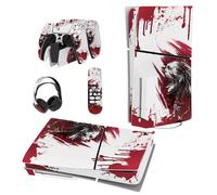 playvital Autocollant Protection pour ps5 Slim Standard Console, Sticker Skin pour ps5 Manette & Télécommande & Casque & Station de Charge,Disc Edition-Zombie de Sang