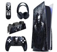 playvital Autocollant Skin pour ps5 Manette,Sticker pour ps5 Console Disc Edition & Station de Charge & Casque & Télécommande-Clown Sombre