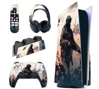 PlayVital Autocollant Skin pour ps5 Manette,Sticker pour ps5 Console Disc Edition & Station de Charge & Casque & Télécommande-Avant-Garde Solitaire