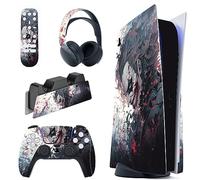 PlayVital Autocollant Skin pour ps5 Manette,Sticker pour ps5 Console Disc Edition & Station de Charge & Casque & Télécommande-Clown Tueur