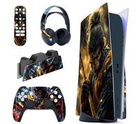 PlayVital Autocollants Proetction pour ps5 Manette Accessoire,Sticker Skin pour ps5 Standard Console & Controller & Télécommande & Casque & Station de Charge-Terres Incultes & Tempête de Nuages Wukong