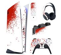PlayVital Autocollants Skin pour ps5 Manette Sticker Vinyle pour ps5 Digital Console & Station de Charge & Casque & Télécommande Média-Éclaboussure de Sang