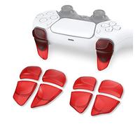 PlayVital Bouton Manette pour ps5 Gâchette Protection pour PS Portal,Trigger Stop pour ps5 Edge Controller Accessoires Extension,2 Pairs-Rouge Transparent