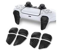 PlayVital Bouton Manette pour ps5 Gâchette Protection pour PS Portal,Trigger Stop pour ps5 Edge Controller Accessoires Extension,2 Pairs-Fibre Carbone Graphite