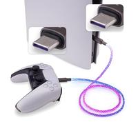 playvital Câble pour ps5 Manette,LED Accessoires Chargeur pour Xbox Core/Elite Series 2/Switch Pro Controller pour ps5 Edge-Type C vers C,1M