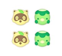 PlayVital Capuchon pour Switch Protection Joystick,Joycon Cover de Stick pour Nintendo Switch OLED/Lite Thumb Grip Caps Prises de Pouce-Tanuki & Kappa