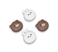 playvital Capuchons pour ps5 Manette Cover Joystick pour ps4,pour Xbox Series X S,Thumb Grip Caps pour Xbox One,Protection de Stick Analogique pour Switch Pro Controller,Ours Gros&Lapin Souriant