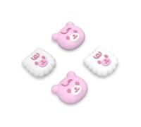 playvital Capuchons pour ps5 Manette Cover Joystick pour ps4,pour Xbox Series X S,Thumb Grip Caps pour Xbox One,Protection de Stick Analogique pour Switch Pro Controller,Blanc & Rose-Ours Mignon