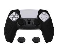 PlayVital Coque de Protection antidérapante en Silicone pour Manette PS5 avec Embouts (édition Guardian, Noir) Compatible avec Station de Charge