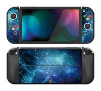 playvital Coque de Protection Souple pour Nintendo Switch OLED,ZealProtect Protecteur Joycon Grip Cover pour Switch OLED avec Capuchon Joystick&Caps Bouton ABXY-Bleue Nébuleuse