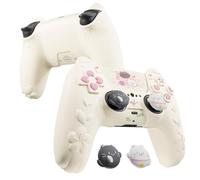 playvital Coque en Silicone Antidérapante pour ps5 Manette,Housse de Protection pour ps5 avec Capuchons de Joystick & Autocollant,Accessoires de Grip-Jaune Antique