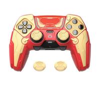 playvital Coque Manette pour ps5 Edge Controller Silicone Cover,Protection Manette pour ps5 Edge Accessoire avec Capuchon Joysitck & Autocollant,Housse Étui Antichoc-Rouge Cramoisi & Jaune Fer